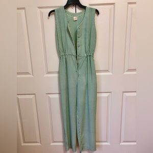 A fun Green & White Striped Jumpsuit